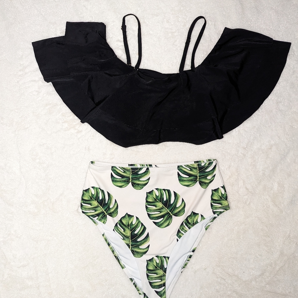 Bikini with palm leaf bottoms sz med